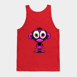 Cute Manic Chibi Monkey Comic Horror Art I Tank Top